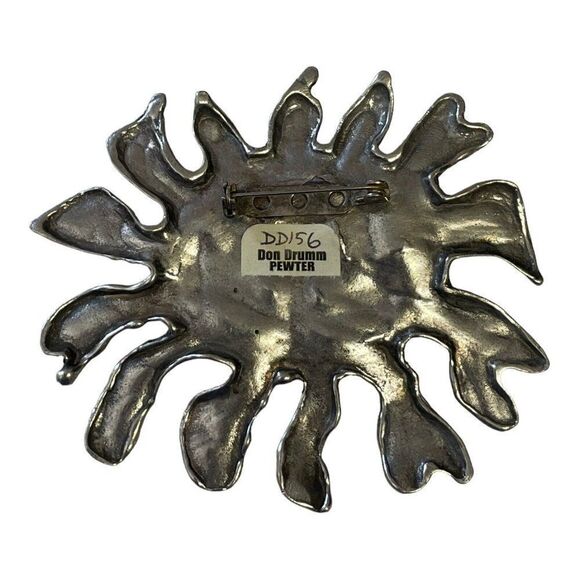 Vintage Don Drumm Pewter Brooch Sunshine Sun Face Happy HTF - Picture 4 of 5